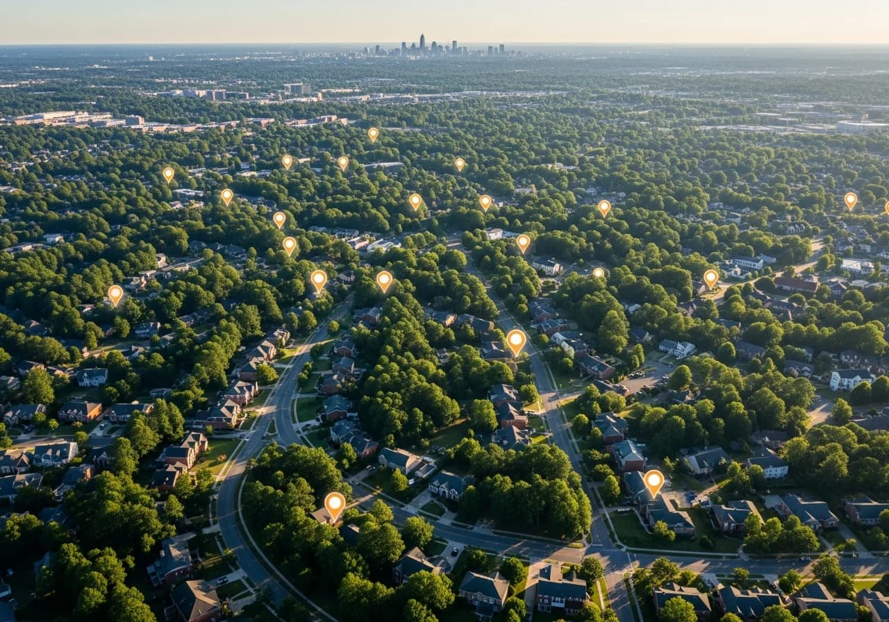 Charlotte Roofing SEO Service Areas - Neighborhood Coverage Map for Local Search Optimization